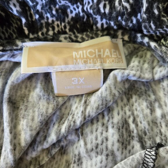 MICHAEL KORS Dark Gray & White Geometric 3/4 Sleeve Top 3X - Picture 3 of 4